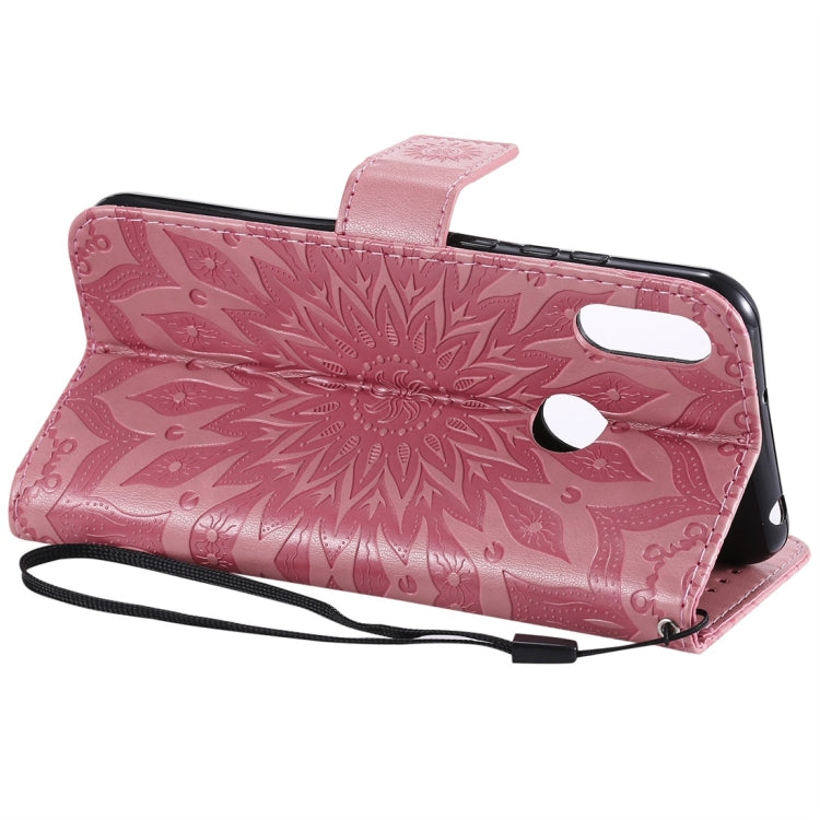 適用於華為 榮耀暢玩 8A / Y6  太陽壓花圖案左右開皮套 帶卡槽&支架&錢包&手繩