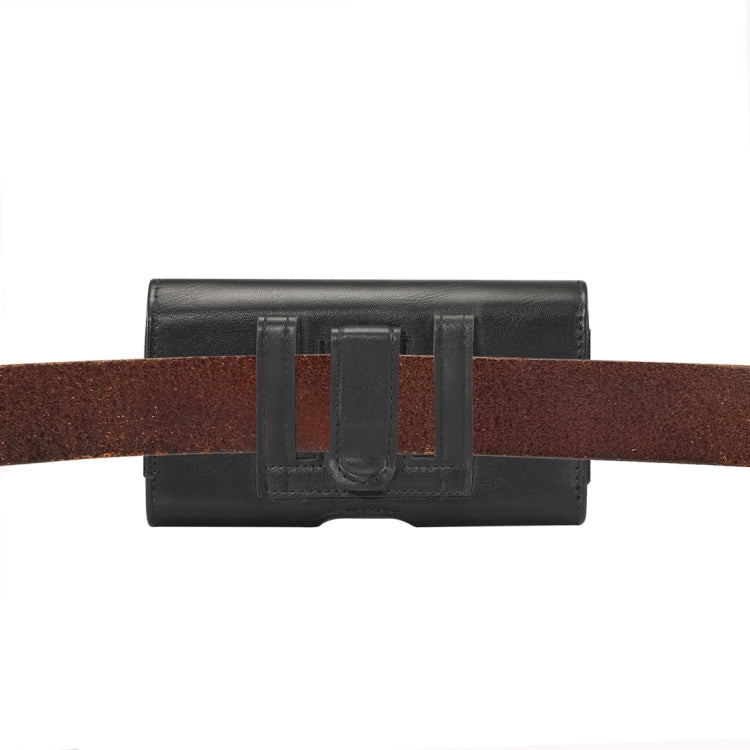 通用小羊皮紋鬆緊帶男士手機掛腰皮套 帶卡槽，適合6.9英寸及以下手機