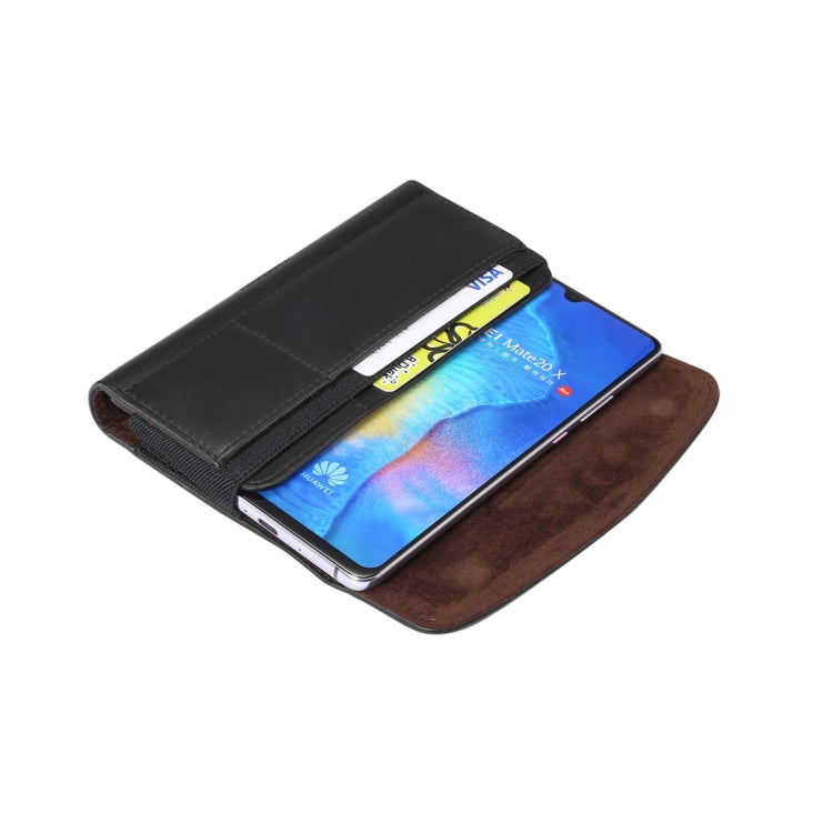 通用小羊皮紋鬆緊帶男士手機掛腰皮套 帶卡槽，適合6.9英寸及以下手機