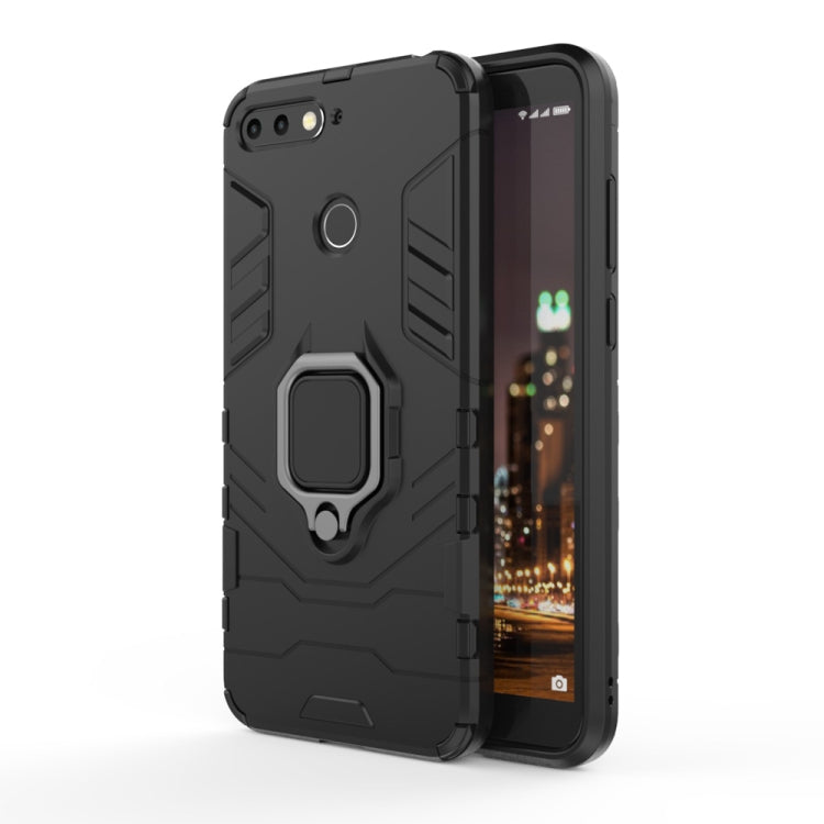 適用於華為Huawei Honor 7A 黑豹PC + TPU磁吸指環支架防摔保護殼