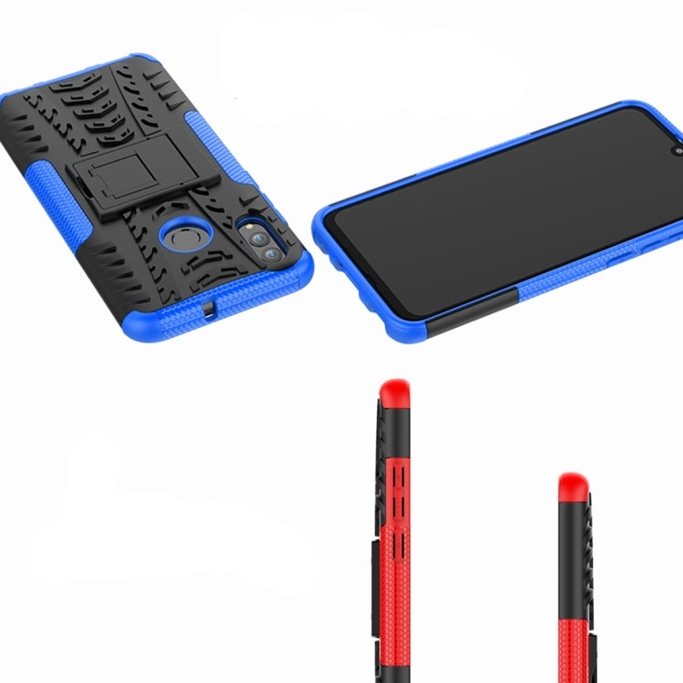 適用於華為 榮耀 10 Lite / P Smart  炫彩輪胎紋TPU+PC防摔手機保護殼 帶支架