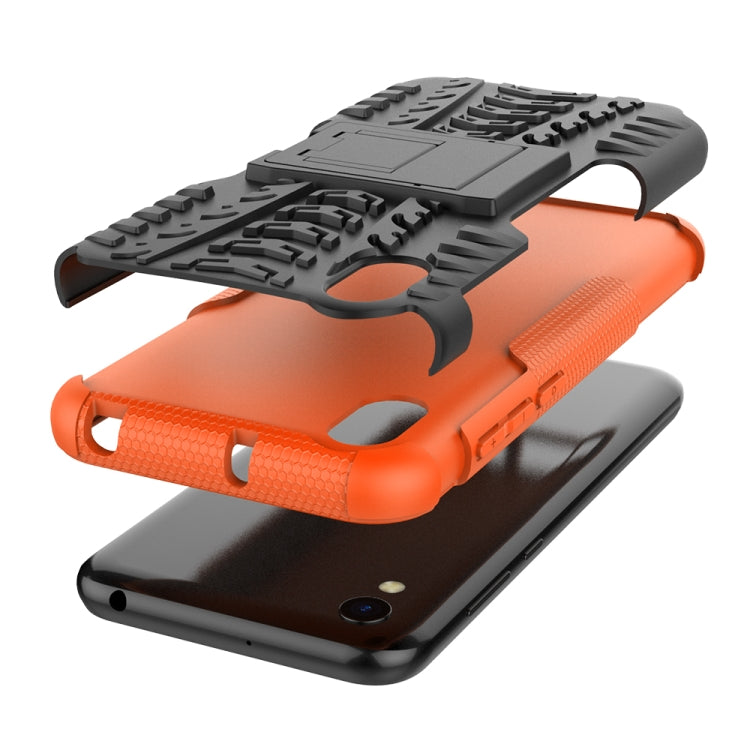 適用於華為 Honor 8s PC + TPU二合一輪胎紋支架防摔保護殼