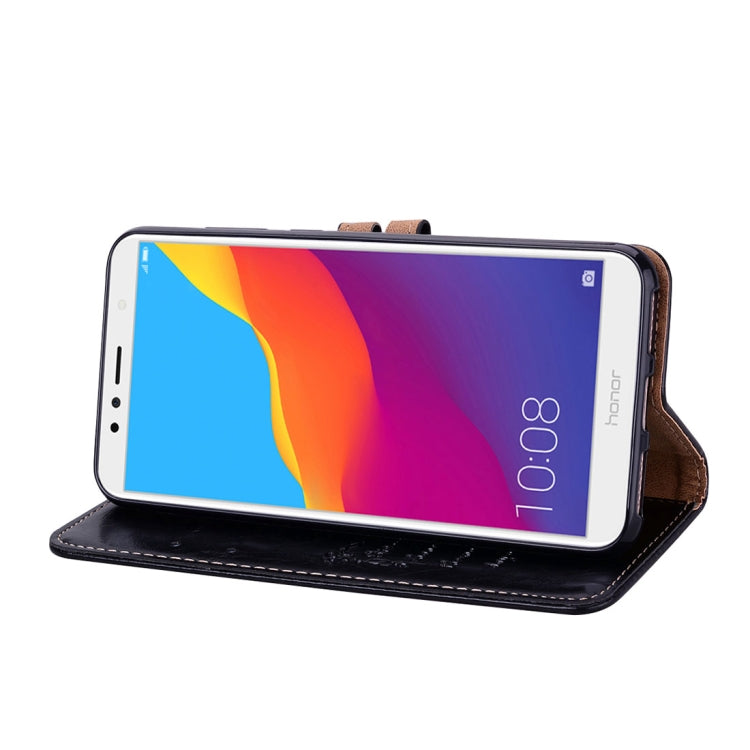 適用於華為 榮耀 7A 男女商務款油蠟紋左右翻蓋皮套帶支架&卡槽&錢包
