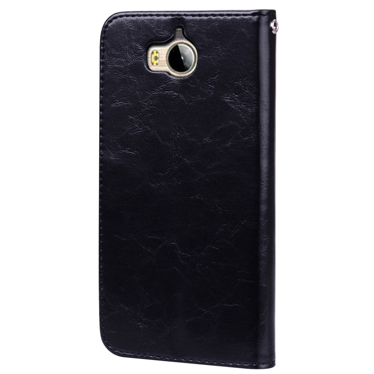 適用於華為 Y5  / Y6 商務風油蠟紋左右開皮套帶支架和卡槽和手繩