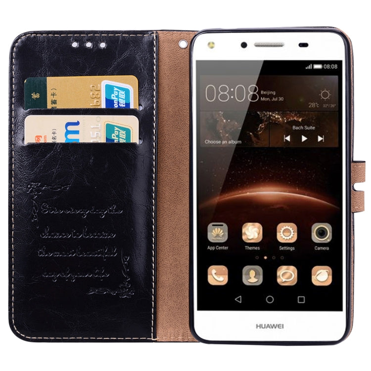 適用於華為 Y5  / Y6 商務風油蠟紋左右開皮套帶支架和卡槽和手繩