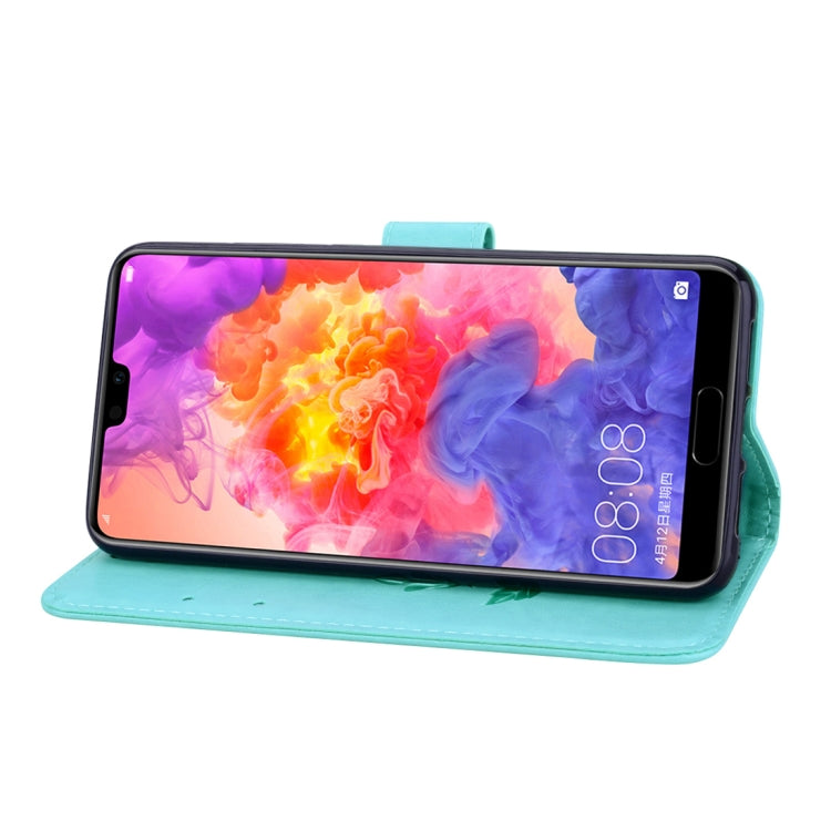 適用於華為 P20 玫瑰壓紋左右翻蓋皮套 帶支架&卡槽&錢包