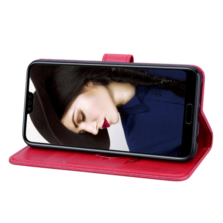 適用於華為 榮耀 10 Lite 玫瑰壓紋左右翻蓋皮套 帶支架&卡槽&錢包