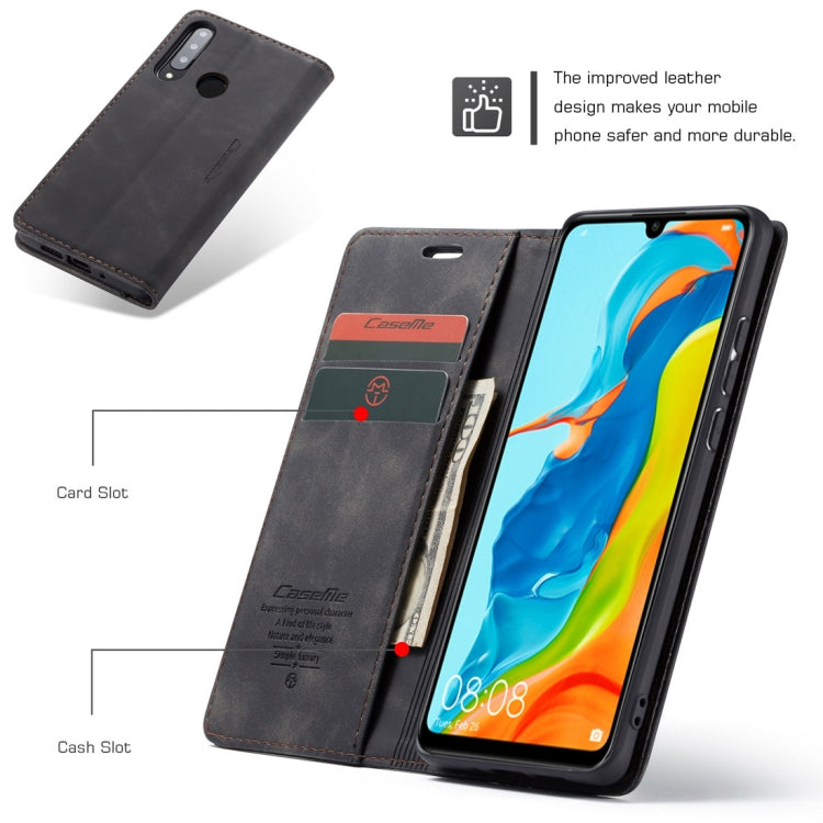 CaseMe-013 適用於華為 P30 Lite 多功能復古磨砂左右開皮套, 帶支架&卡槽&錢包