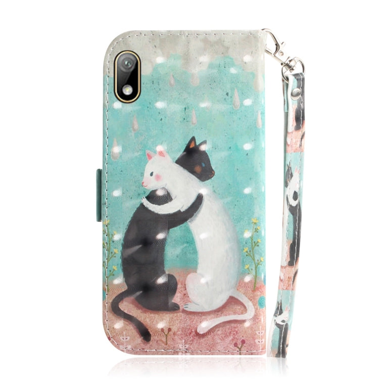 適用於華為 Y5  / Honor 8s 3D彩繪黑白貓圖案左右開皮套 帶支架&卡槽&錢包