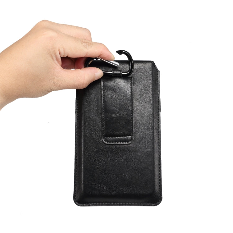 通用小羊皮紋鬆緊帶男士手機掛腰皮套，適用於 7.2英寸及以下手機