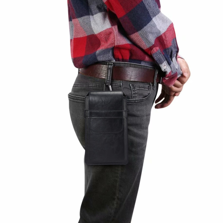 通用小羊皮紋鬆緊帶男士手機掛腰皮套，適用於 7.2英寸及以下手機