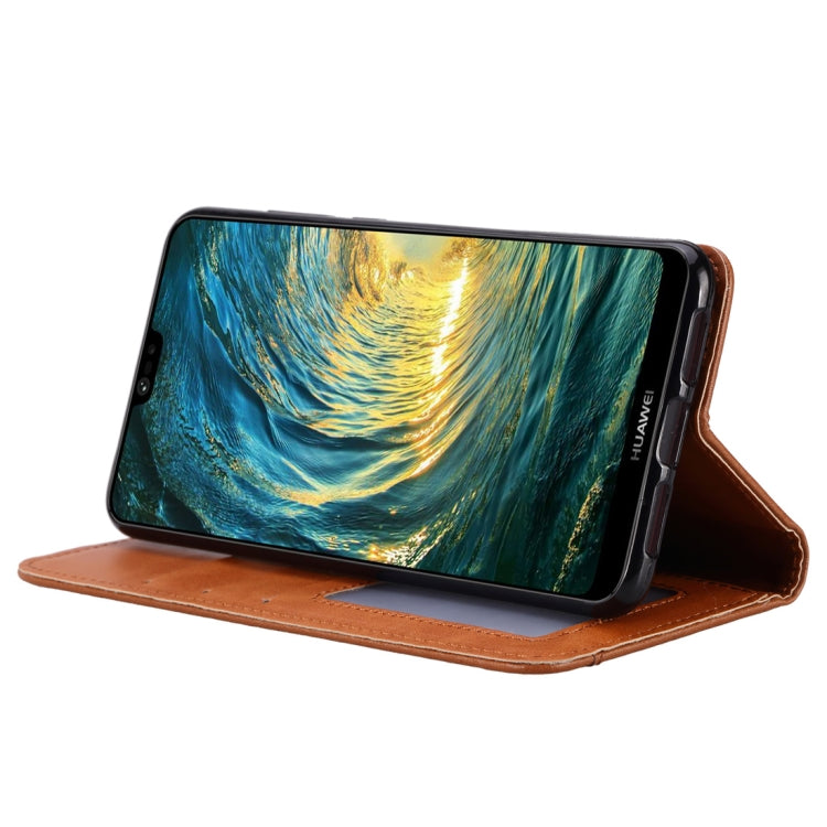 適用於華為 P30 揉皮紋左右翻蓋手機皮套 帶相框&支架&卡槽&錢包