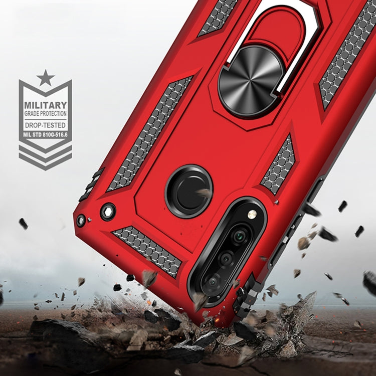 適用於華為 P30 Lite TPU + PC 軍士盔甲防摔保護殼，帶360度旋轉支架