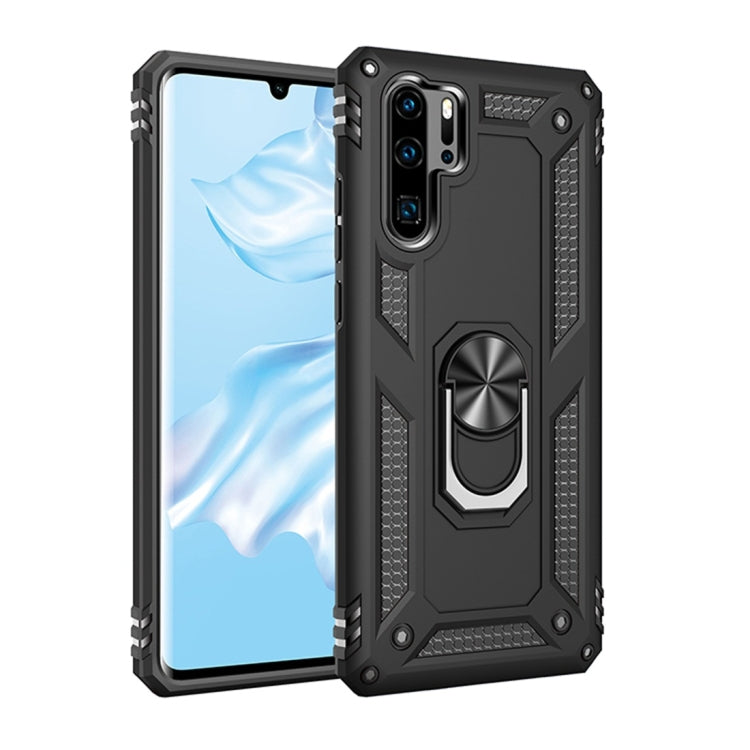 適用於華為 P30 Pro TPU + PC 軍士盔甲防摔保護殼，帶360度旋轉支架