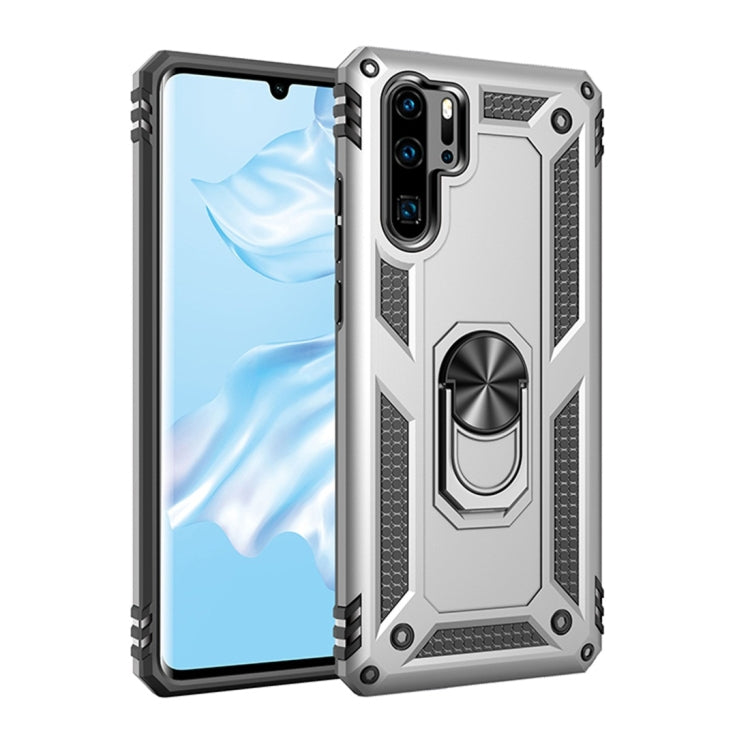 適用於華為 P30 Pro TPU + PC 軍士盔甲防摔保護殼，帶360度旋轉支架