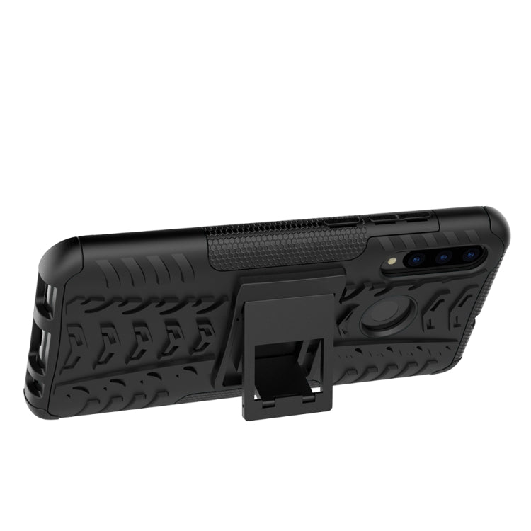 適用於華為 Huawei P Smart+ 2019 炫彩輪胎紋TPU+PC防摔手機保護殼 帶支架