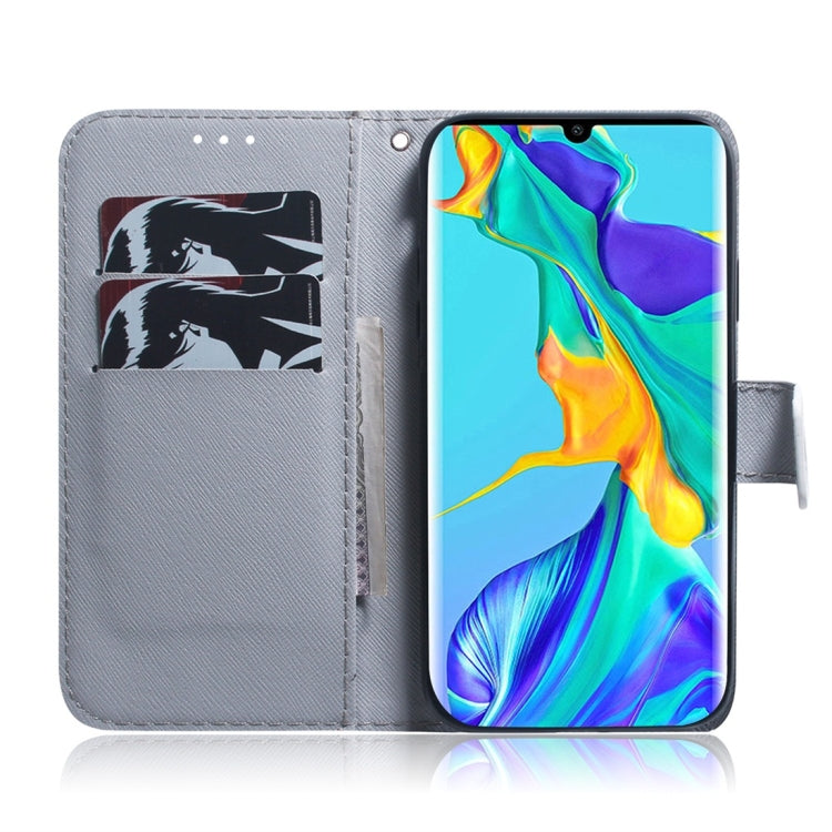 適用於華為 P30 Pro 八哥犬圖案 彩繪左右開皮套，帶支架&卡槽&錢包