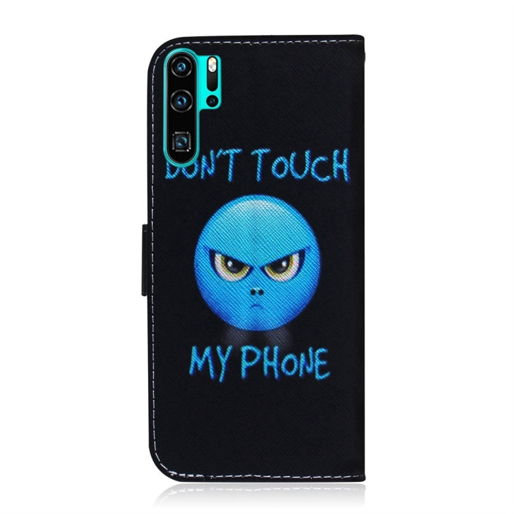 適用於華為 P30 Pro 憤怒圖案 彩繪左右開皮套，帶支架&卡槽&錢包