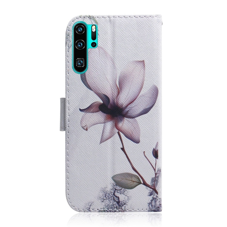 適用於華為 P30 Pro 木蘭花圖案 彩繪左右開皮套，帶支架&卡槽&錢包