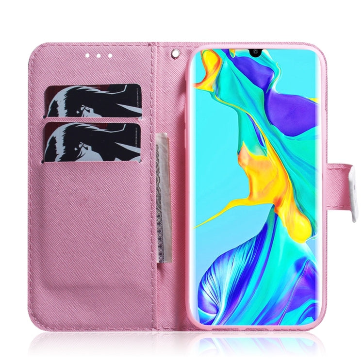 適用於華為 P30 Pro 木蘭花圖案 彩繪左右開皮套，帶支架&卡槽&錢包