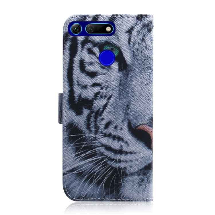 適用於華為 榮耀 View 20 老虎圖案 彩繪左右開皮套，帶支架&卡槽&錢包