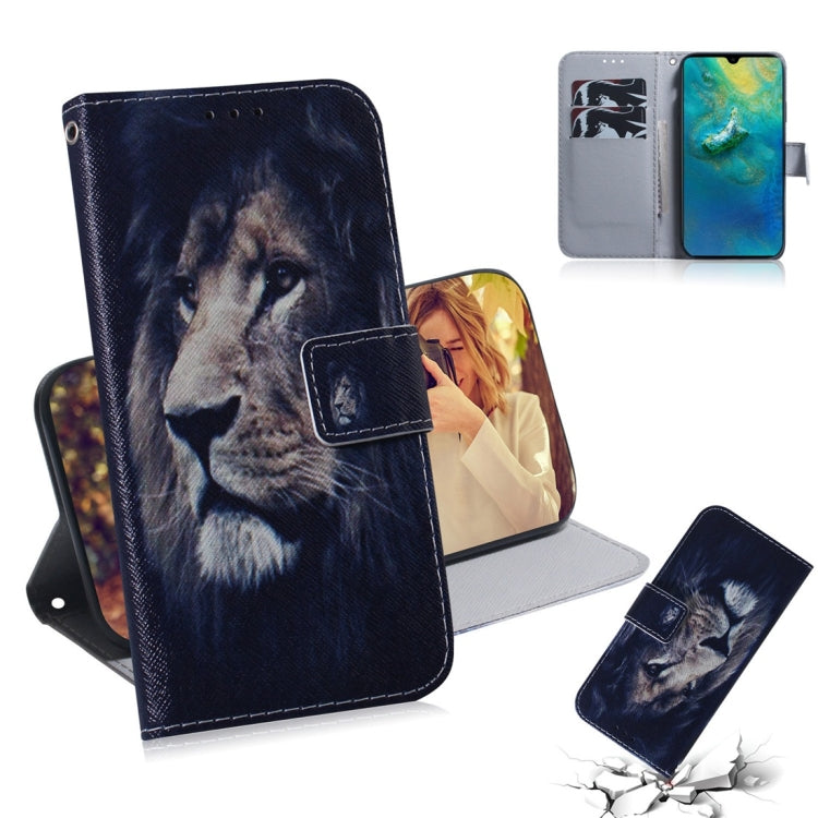 適用於華為 Mate 20 獅子圖案 彩繪左右開皮套，帶支架&卡槽&錢包