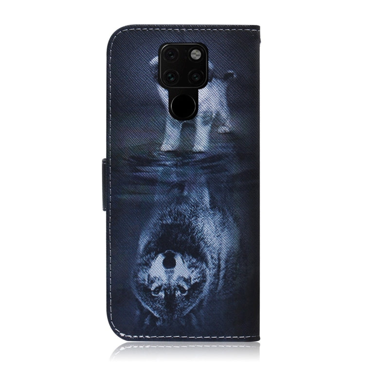 適用於華為 Mate 20 狼和狗圖案 彩繪左右開皮套，帶支架&卡槽&錢包