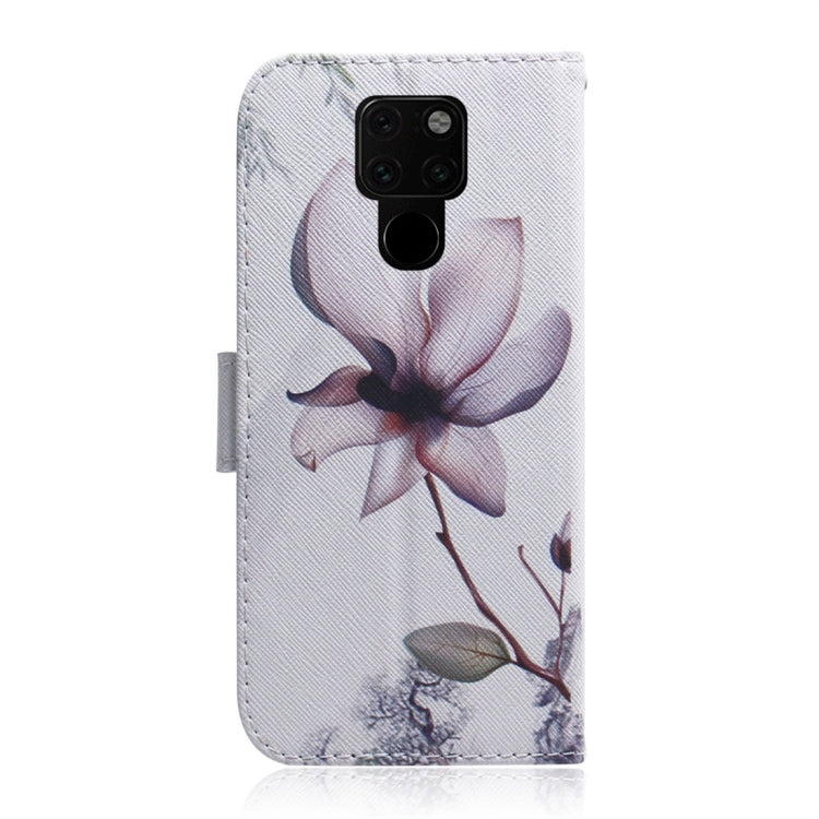 適用於華為 Mate 20 木蘭花圖案 彩繪左右開皮套，帶支架&卡槽&錢包