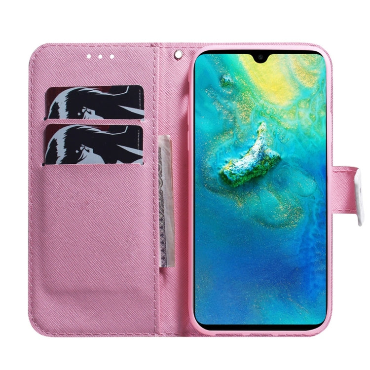 適用於華為 Mate 20 木蘭花圖案 彩繪左右開皮套，帶支架&卡槽&錢包