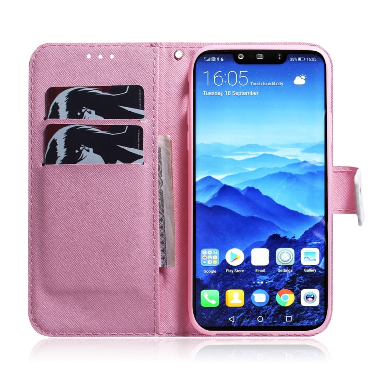 適用於華為 Mate 20 Lite 木蘭花圖案 彩繪左右開皮套，帶支架&卡槽&錢包