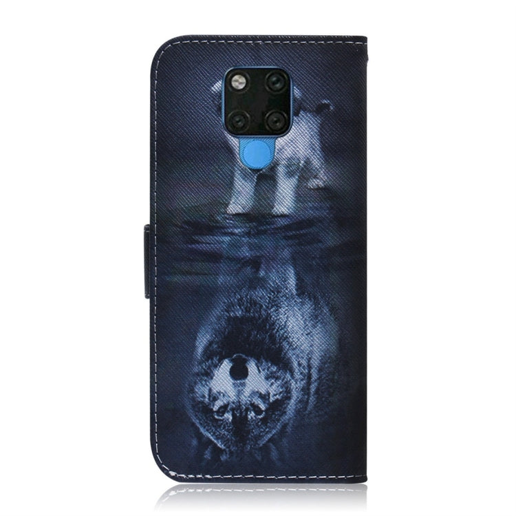 適用於華為 Mate 20 X 狼和狗圖案 彩繪左右開皮套，帶支架&卡槽&錢包