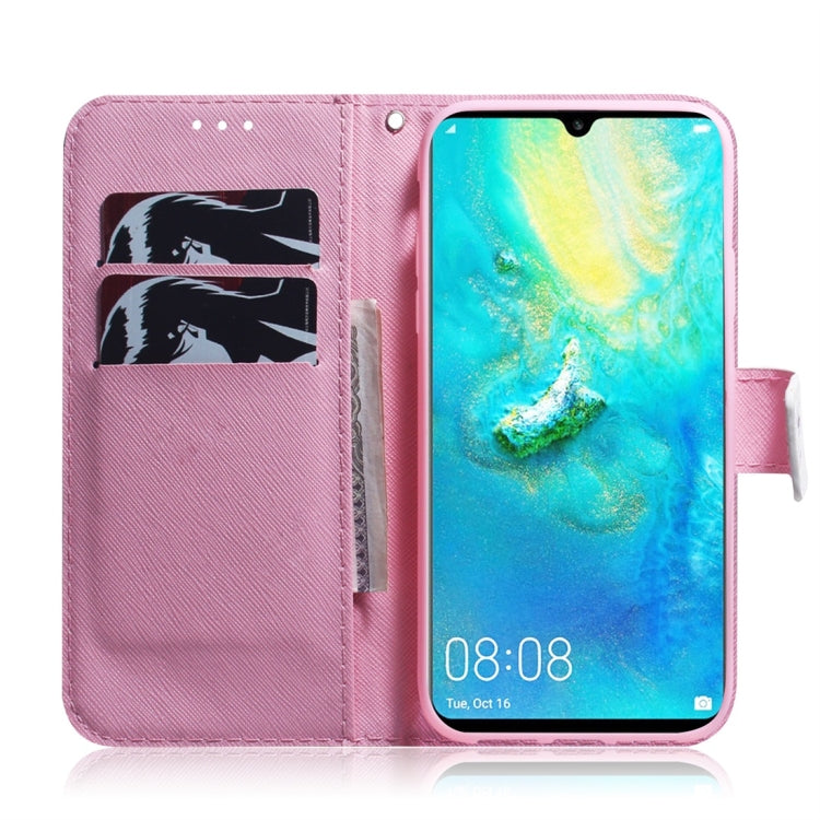 適用於華為 Mate 20 X 木蘭花圖案 彩繪左右開皮套，帶支架&卡槽&錢包