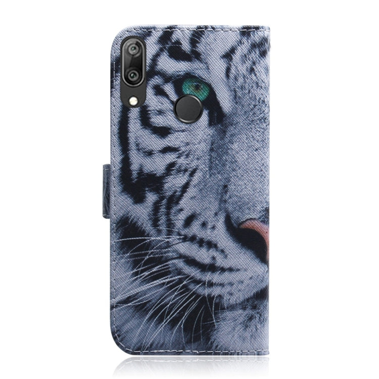 適用於華為 Y7 Prime  / Y7 Pro  / 暢享 9 老虎圖案 彩繪左右開皮套，帶支架&卡槽&錢包