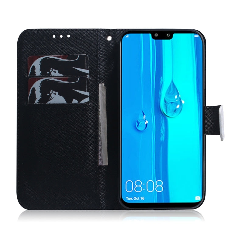 適用於華為 Y9  / 暢享 9 Plus 狼和狗圖案 彩繪左右開皮套，帶支架&卡槽&錢包