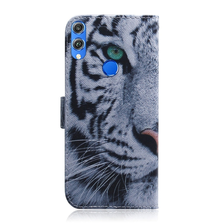 適用於華為 榮耀 8X 老虎圖案 彩繪左右開皮套，帶支架&卡槽&錢包