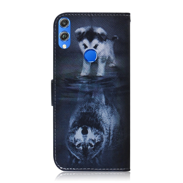 適用於華為 榮耀 8X 狼和狗圖案 彩繪左右開皮套，帶支架&卡槽&錢包