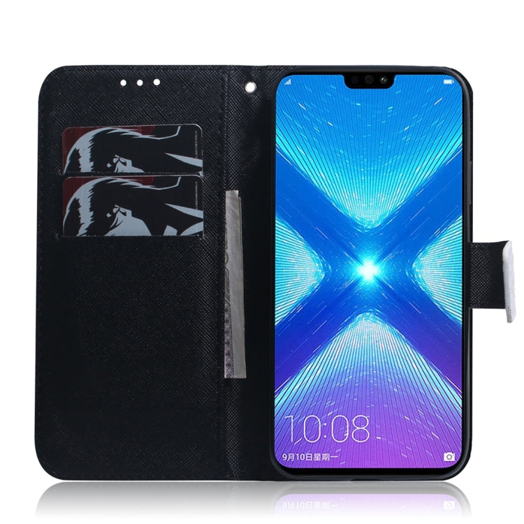 適用於華為 榮耀 8X 狼和狗圖案 彩繪左右開皮套，帶支架&卡槽&錢包