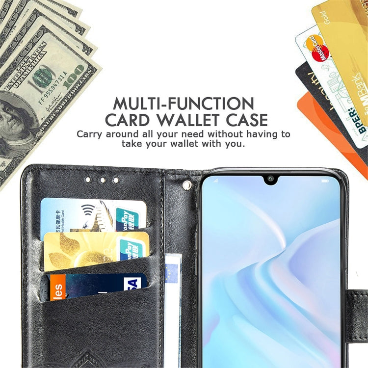 適用於華為 P30 Lite / Nova 4e 蝶戀花圖案壓花左右開皮套 帶支架&卡槽&錢包&手繩