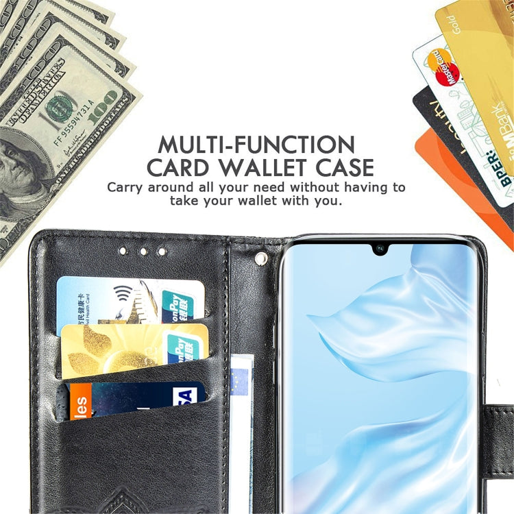 適用於華為 P30 Pro 蝶戀花圖案壓花左右開皮套 帶支架&卡槽&錢包&手繩