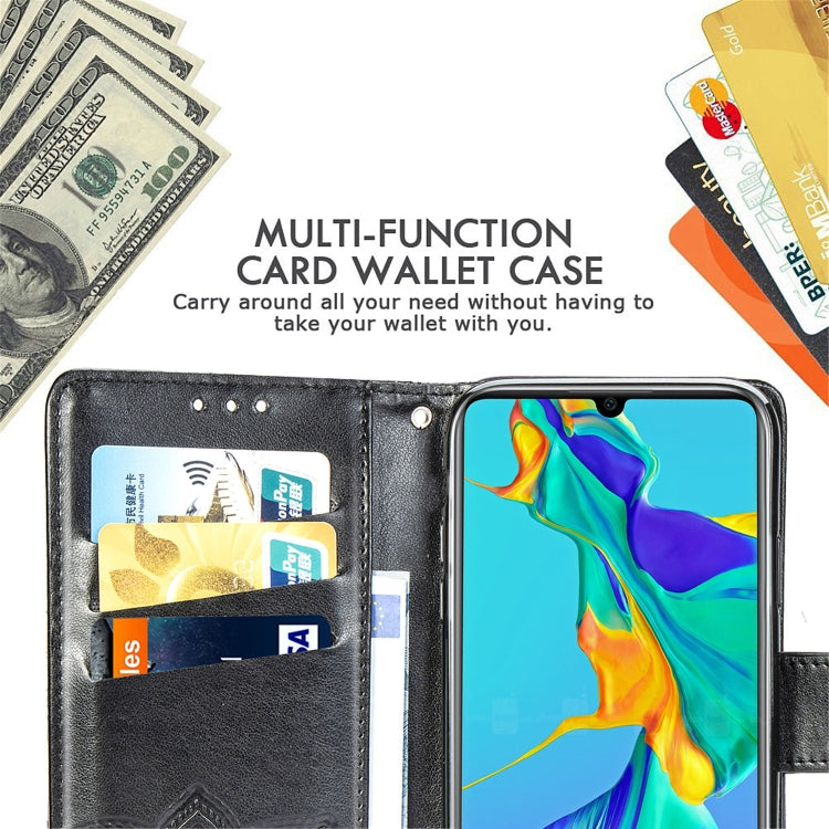 適用於華為 P30 蝶戀花圖案壓花左右開皮套 帶支架&卡槽&錢包&手繩