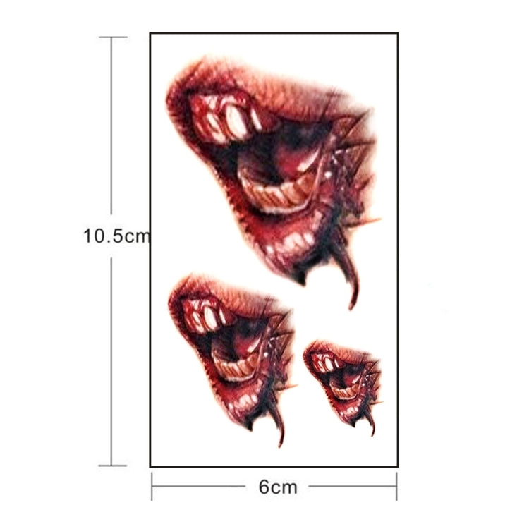 10pcs S-297 Halloween Terror Realistic Wound Blood Mouth Temporary Tattoo Sticker, S-297/10pcs