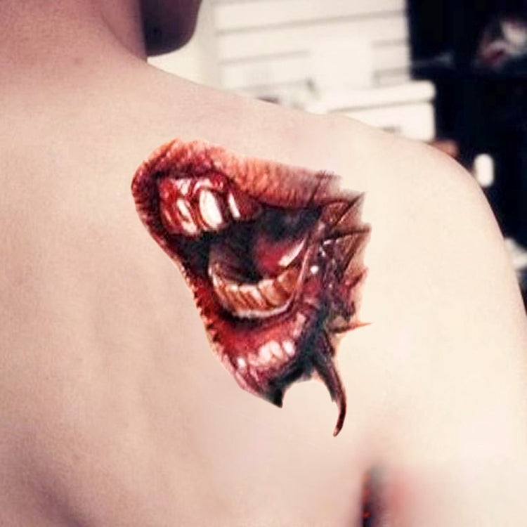 10pcs S-297 Halloween Terror Realistic Wound Blood Mouth Temporary Tattoo Sticker, S-297/10pcs