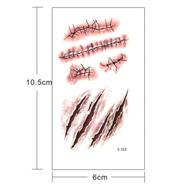 10pcs S-165 Halloween Terror Wound Realistic Scratches Injury Scar Temporary Tattoo Sticker, S-165/10pcs