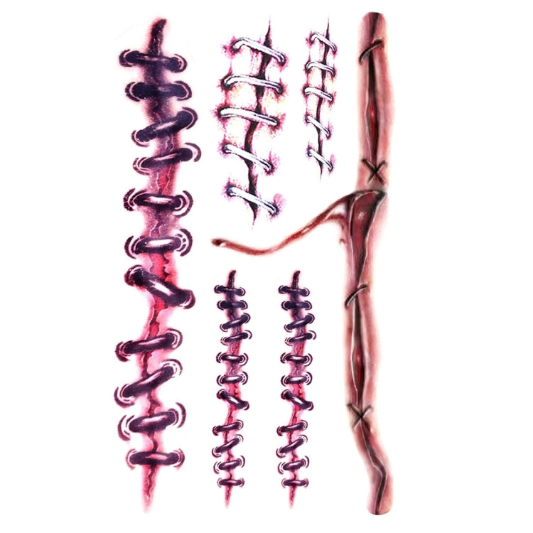 10pcs S-169 Halloween Terror Realistic Wound Injury Scar Temporary Tattoo Sticker, S-169/10pcs