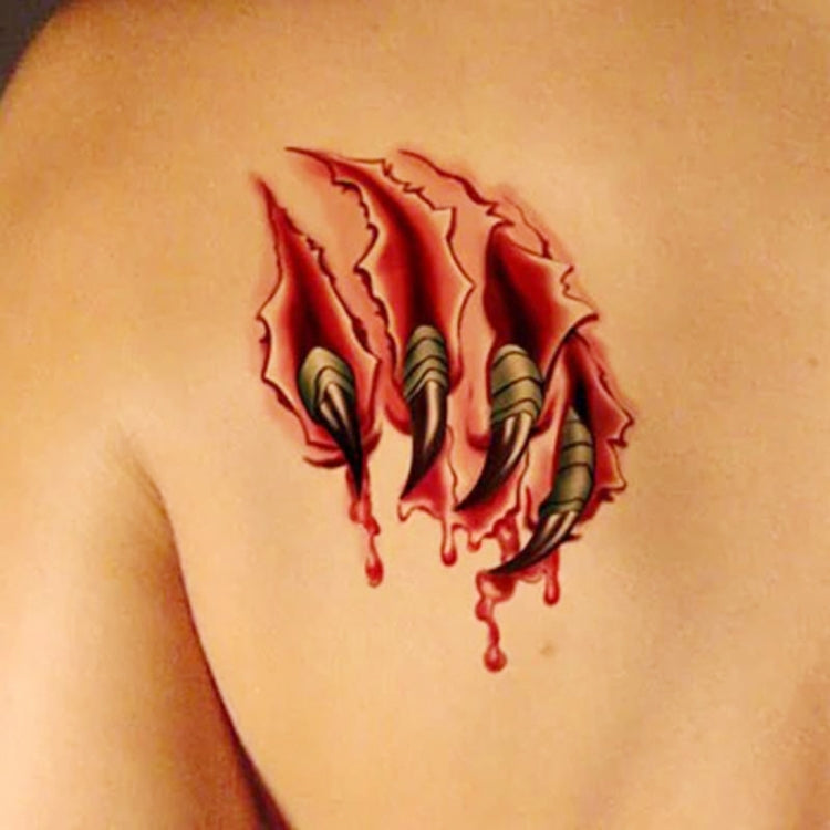10pcs S-024 Halloween Terror Realistic Wound Blood Injury Scar Temporary Tattoo Sticker, S-024/10pcs