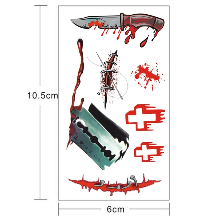 20pcs S-299 Halloween Terror Wound Realistic Blood Injury Scar Temporary Tattoo Sticker, S-299/20pcs