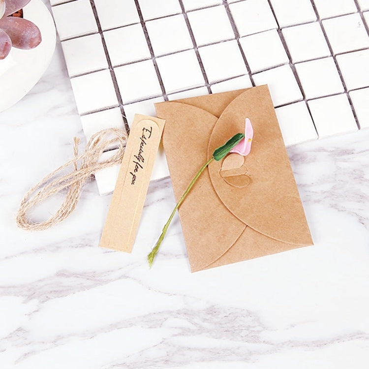 10個一賣 節日創意DIY復古牛皮紙手工小號 乾花賀卡生日卡片