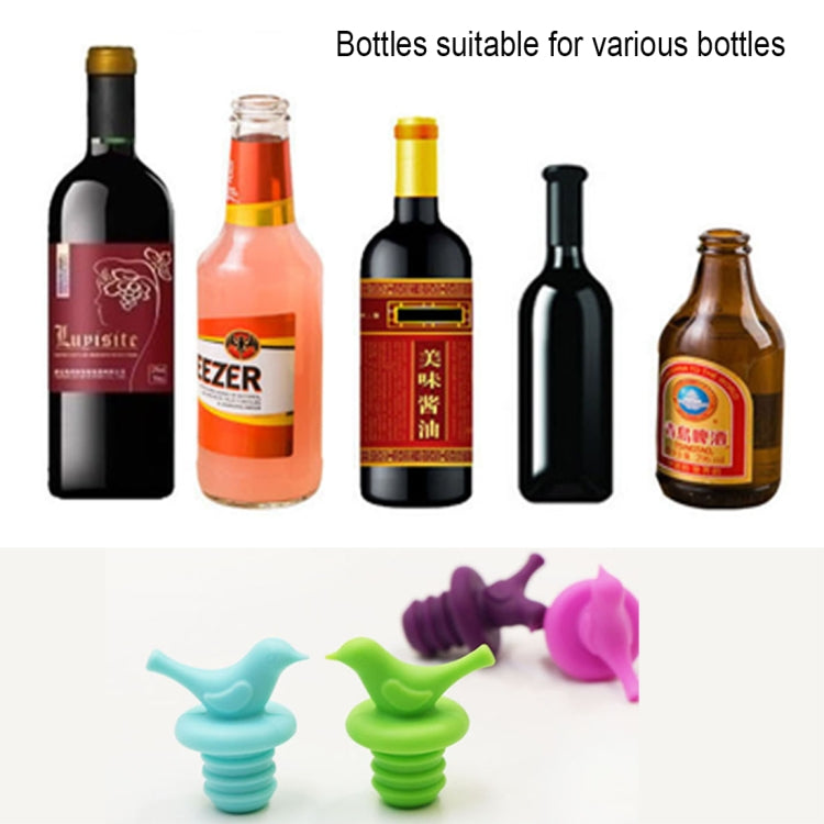2pcs Creative Bird Style Silicone Wine Beer Condiments Bottle Stopper Random Color Delivery, 10 PCS Bird Shape