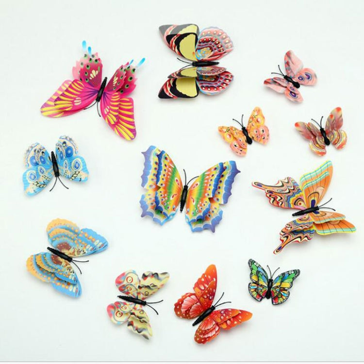 12pcs / Set Home Decoration Originality Double-deck PVC 3D Butterfly Wall Paste