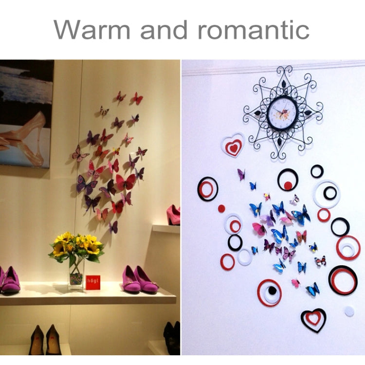 12pcs / Set Home Decoration Originality Double-deck PVC 3D Butterfly Wall Paste